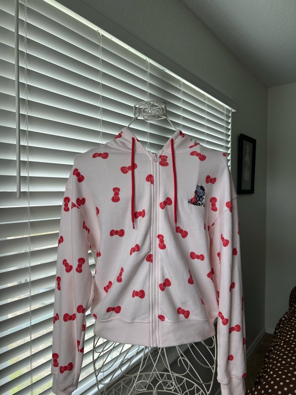 Hello Kitty Pink Hoodie with Red Bow Print
